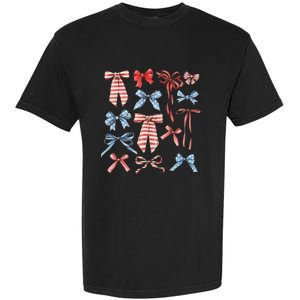 Red White And Blue American Coquette Bows Garment-Dyed Heavyweight T-Shirt