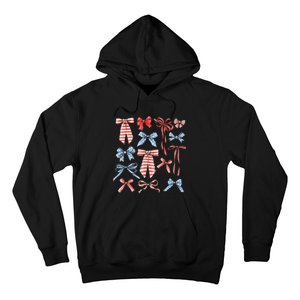 Red White And Blue American Coquette Bows Hoodie