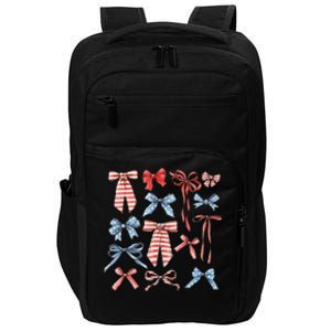 Red White And Blue American Coquette Bows Impact Tech Backpack