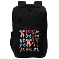 Red White And Blue American Coquette Bows Impact Tech Backpack