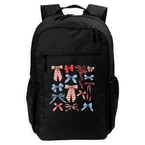 Red White And Blue American Coquette Bows Daily Commute Backpack