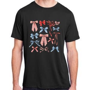 Red White And Blue American Coquette Bows Adult ChromaSoft Performance T-Shirt