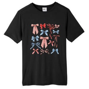 Red White And Blue American Coquette Bows Tall Fusion ChromaSoft Performance T-Shirt