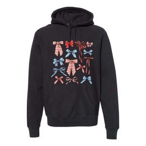 Red White And Blue American Coquette Bows Premium Hoodie