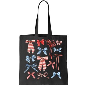 Red White And Blue American Coquette Bows Tote Bag