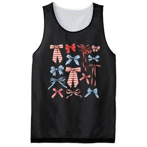 Red White And Blue American Coquette Bows Mesh Reversible Basketball Jersey Tank