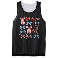 Red White And Blue American Coquette Bows Mesh Reversible Basketball Jersey Tank