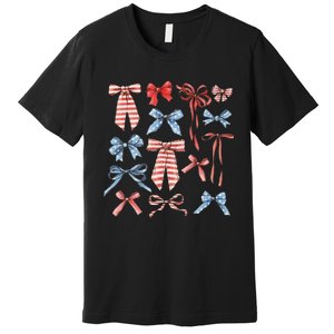 Red White And Blue American Coquette Bows Premium T-Shirt