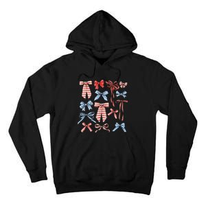 Red White And Blue American Coquette Bows Tall Hoodie