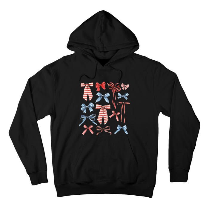 Red White And Blue American Coquette Bows Tall Hoodie