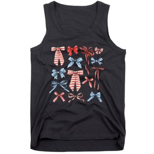 Red White And Blue American Coquette Bows Tank Top