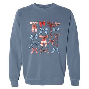 Red White And Blue American Coquette Bows Garment-Dyed Sweatshirt