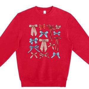 Red White And Blue American Coquette Bows Premium Crewneck Sweatshirt