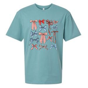 Red White And Blue American Coquette Bows Sueded Cloud Jersey T-Shirt