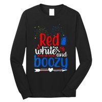 Red White And Boozy Alcohol Booze 4th of July Beer Party Long Sleeve Shirt