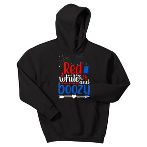 Red White And Boozy Alcohol Booze 4th of July Beer Party Kids Hoodie