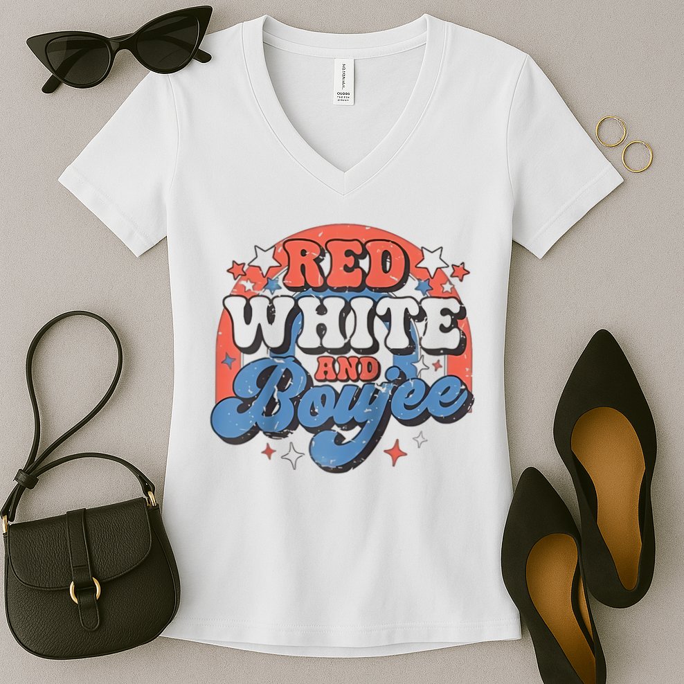 Red White And Boujee 4th Of July Women's V-Neck T-Shirt