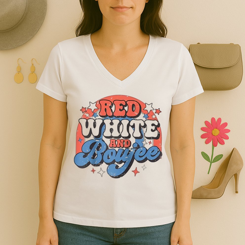 Red White And Boujee 4th Of July Women's V-Neck T-Shirt