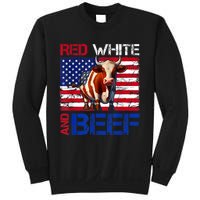 Red White And Beef Vintage Usa Flag 4th Of July Funny Cow Sweatshirt