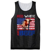 Red White And Beef Vintage Usa Flag 4th Of July Funny Cow Mesh Reversible Basketball Jersey Tank