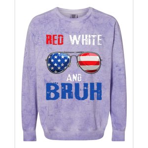 Red White And Bruh 4th Of July Colorblast Crewneck Sweatshirt