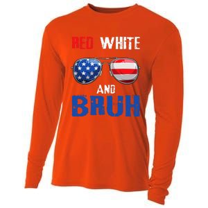 Red White And Bruh 4th Of July Cooling Performance Long Sleeve Crew