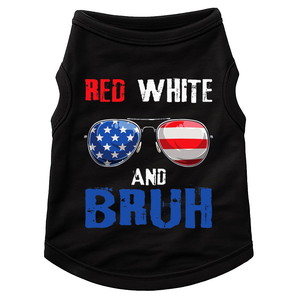Red White And Bruh 4th Of July Doggie Tank