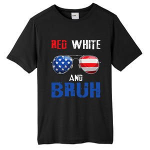 Red White And Bruh 4th Of July Tall Fusion ChromaSoft Performance T-Shirt