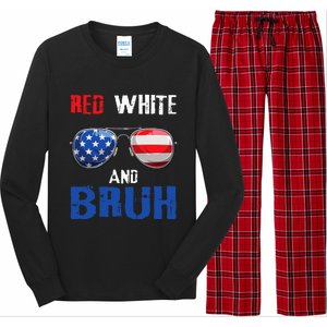 Red White And Bruh 4th Of July Long Sleeve Pajama Set