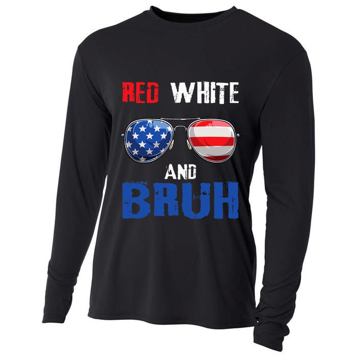 Red White And Bruh 4th Of July Cooling Performance Long Sleeve Crew