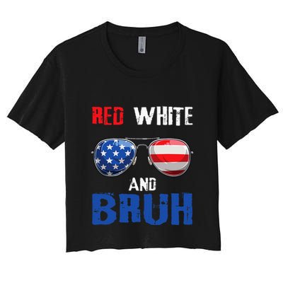 Red White And Bruh 4th Of July Crop Top