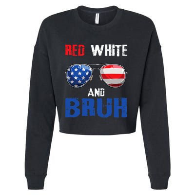 Red White And Bruh 4th Of July Cropped Pullover Crew