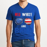Red White And Bruh 4th Of July V-Neck T-Shirt