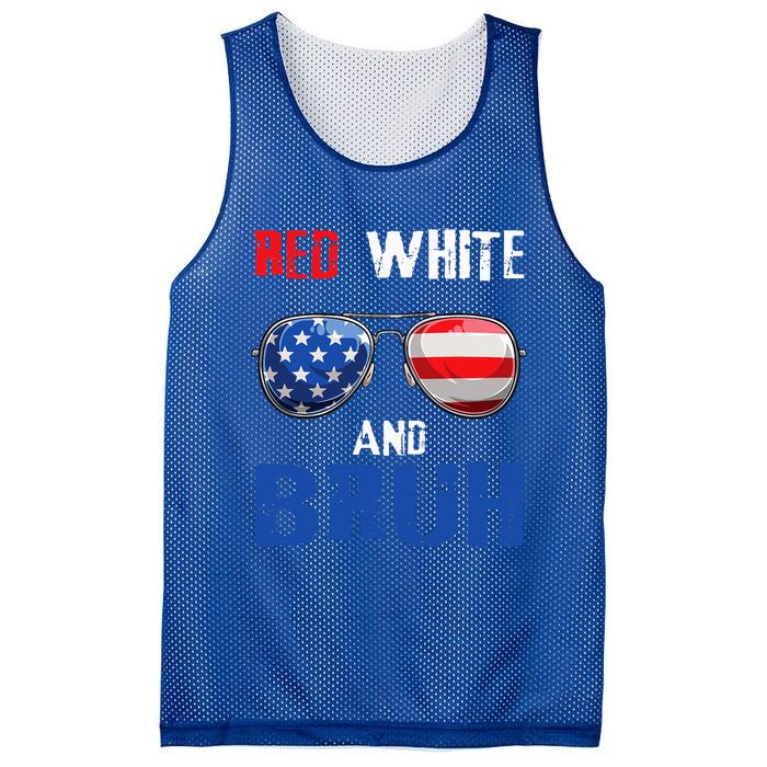 Red White And Bruh 4th Of July Mesh Reversible Basketball Jersey Tank