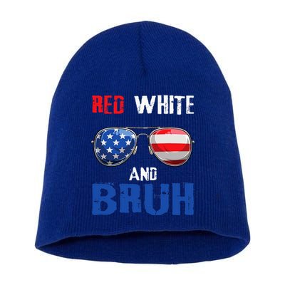 Red White And Bruh 4th Of July Short Acrylic Beanie