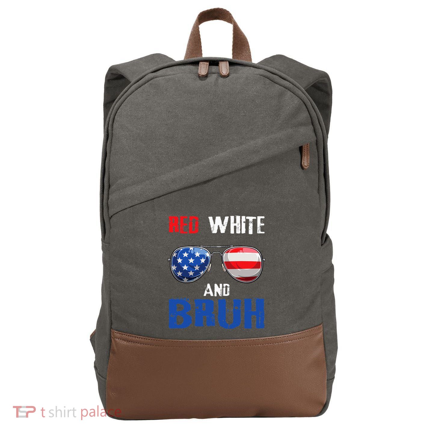 Red White And Bruh 4th Of July Cotton Canvas Backpack
