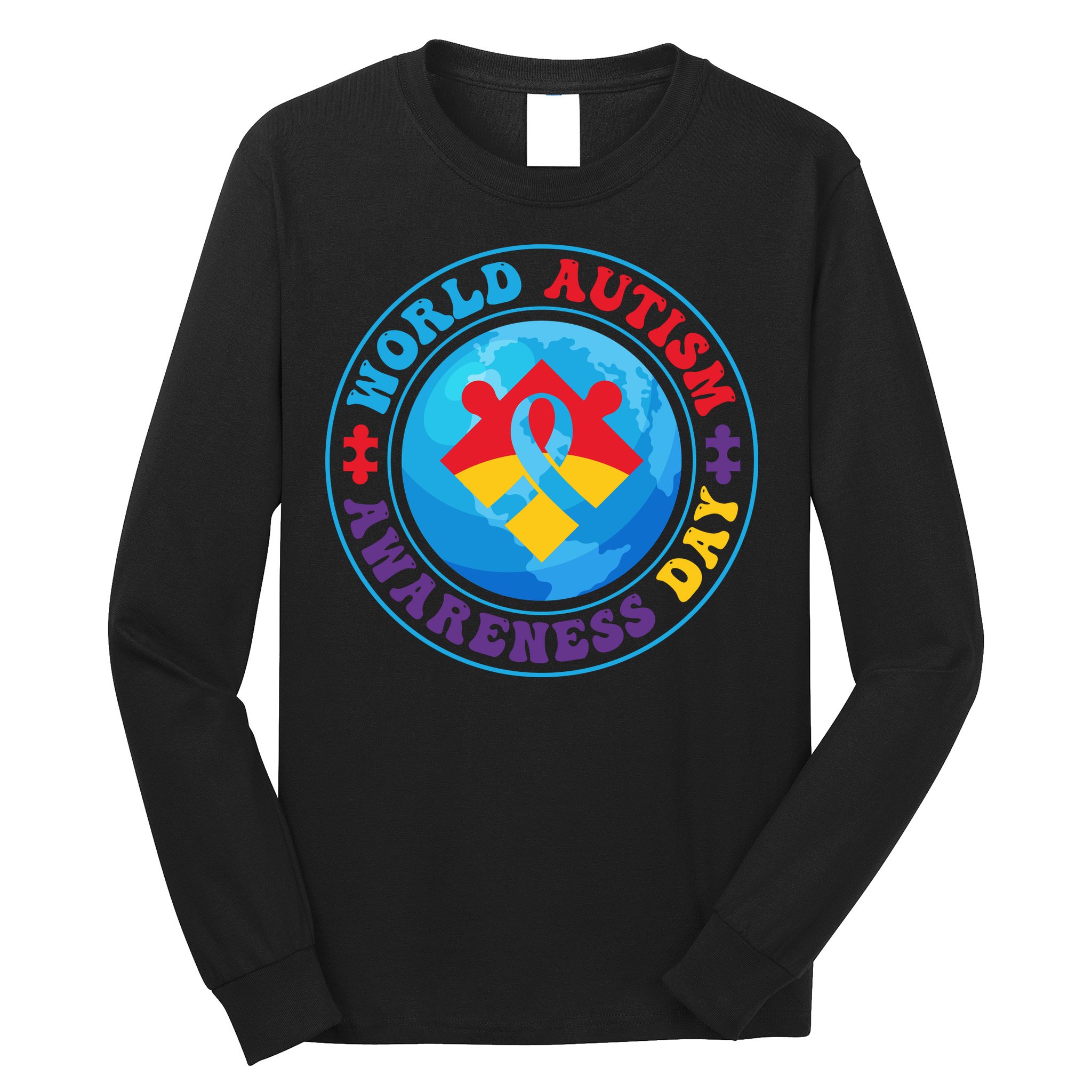 Ribbon World Autism Awareness Day Long Sleeve Shirt