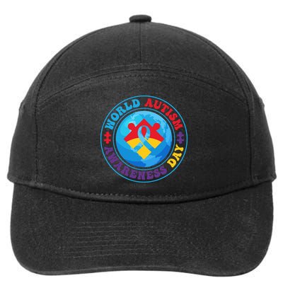 Ribbon World Autism Awareness Day 7-Panel Snapback Hat