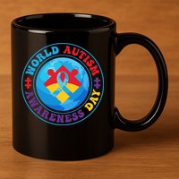 Ribbon World Autism Awareness Day 11oz C Handle Ceramic Mug