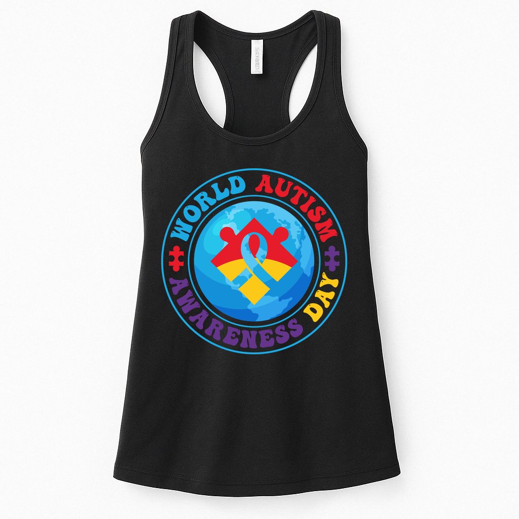Ribbon World Autism Awareness Day Womens Tank Top