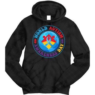 Ribbon World Autism Awareness Day Tie Dye Hoodie