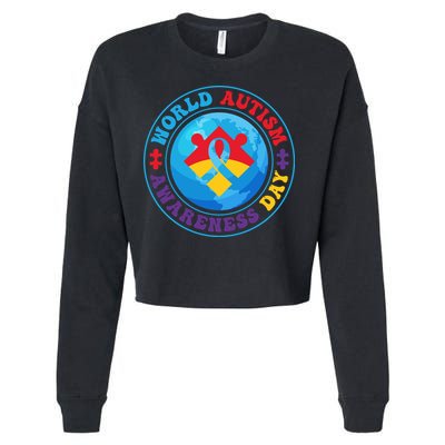 Ribbon World Autism Awareness Day Cropped Pullover Crew