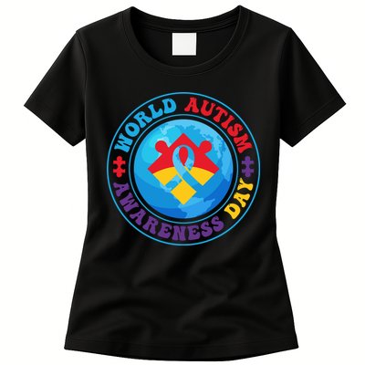 Ribbon World Autism Awareness Day Womens T-Shirt