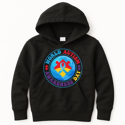 Ribbon World Autism Awareness Day Kids Hoodie