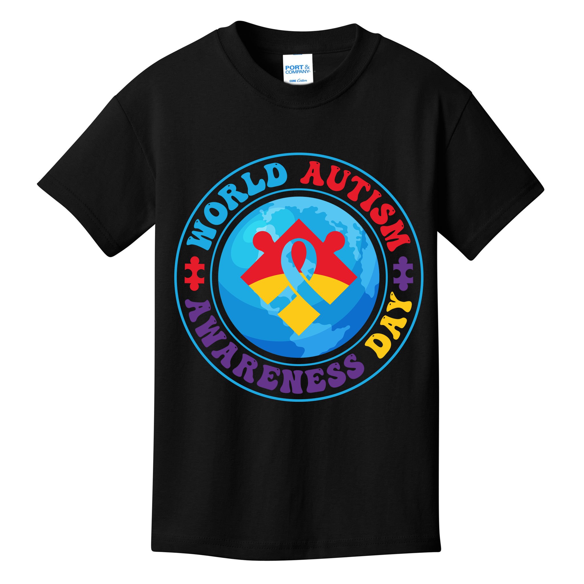 Ribbon World Autism Awareness Day Kids T-Shirt