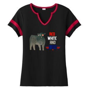 Red White And Beef Ladies Halftime Notch Neck Tee