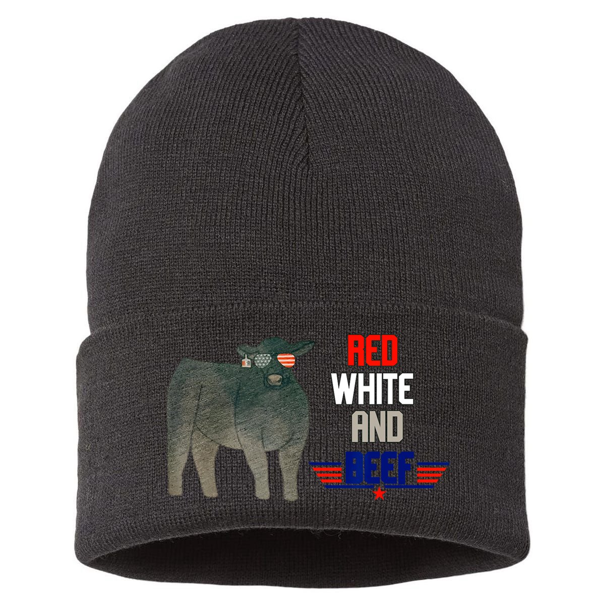 Red White And Beef Sustainable Knit Beanie