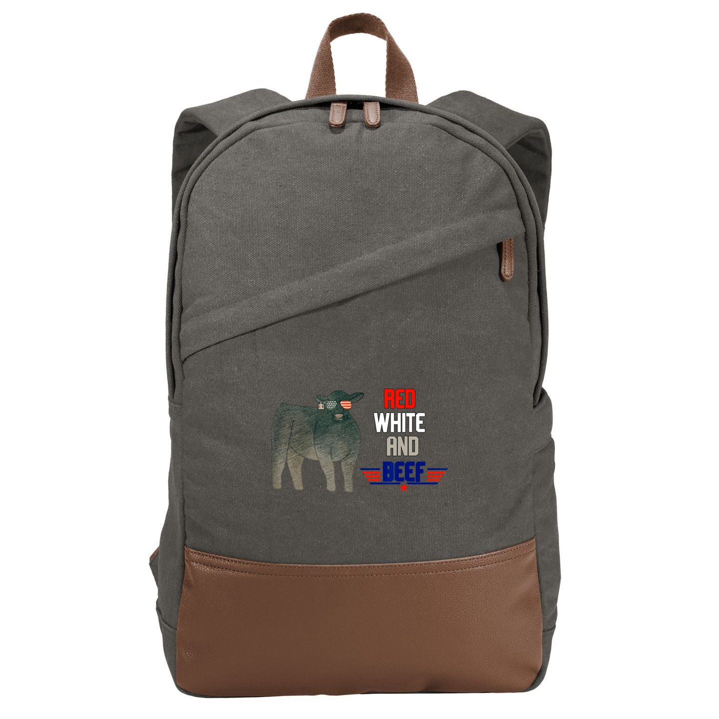 Red White And Beef Cotton Canvas Backpack