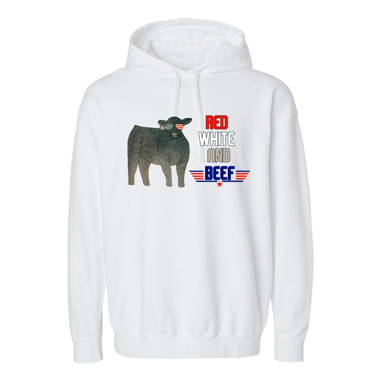 Red White And Beef Garment-Dyed Fleece Hoodie