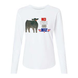 Red White And Beef Womens Cotton Relaxed Long Sleeve T-Shirt